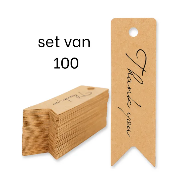set-100-labels-bruin-thank you - bedanktkaartjes