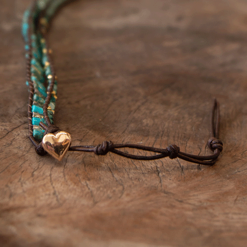 wikkelarmband african turquoise leer