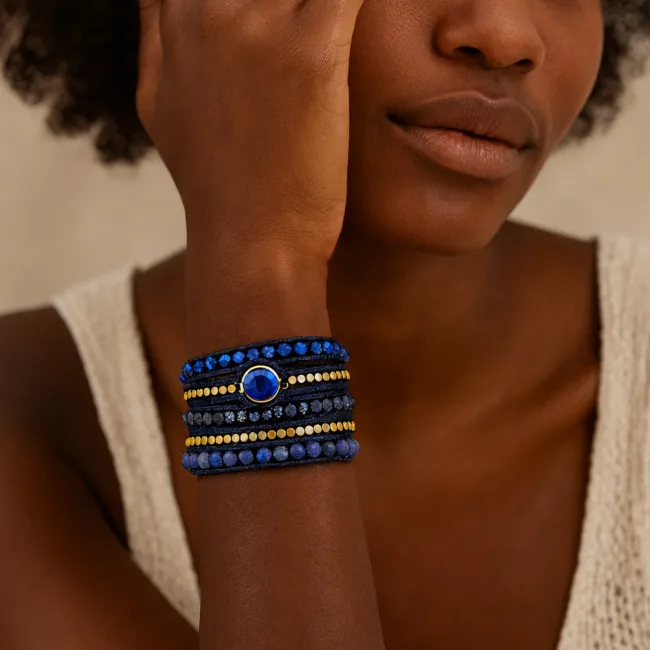wikkelarmband bohemian sun blue