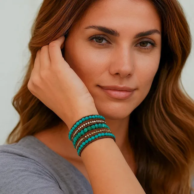 wikkelarmband Turquoise waves
