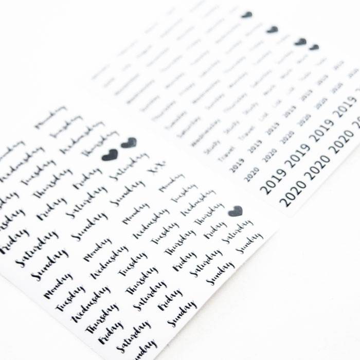 set van 8 stickervellen bullet journal 3 stickers kalender