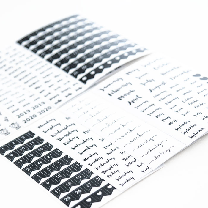 set van 8 stickervellen bullet journal 7 stickers kalender