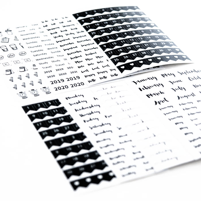 set van 8 stickervellen bullet journal 1 stickers kalender