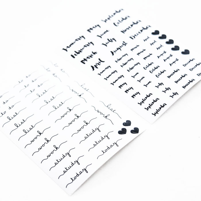 set van 8 stickervellen bullet journal 2 stickers kalender