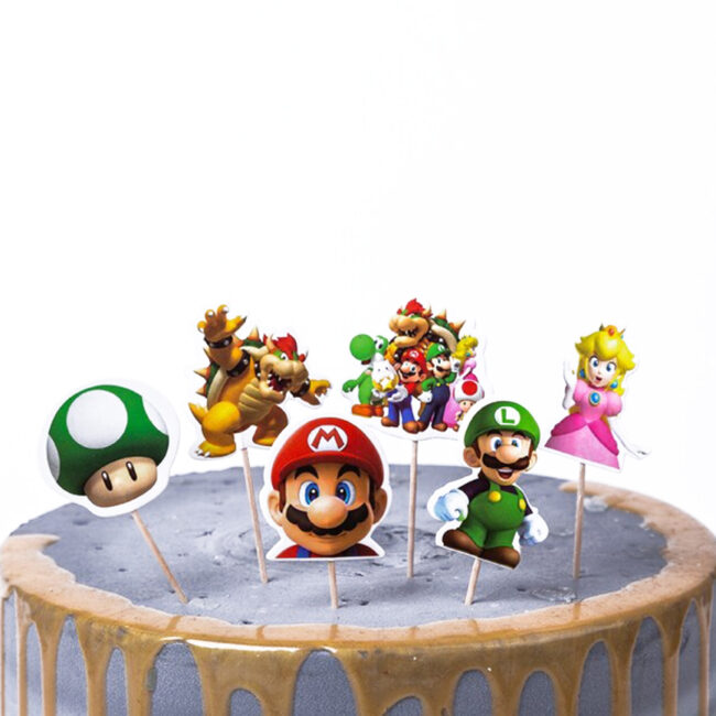 Mario party cupcake prikkers