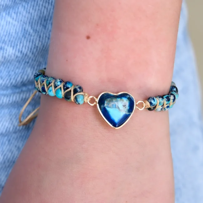 armband heart jaspis blue