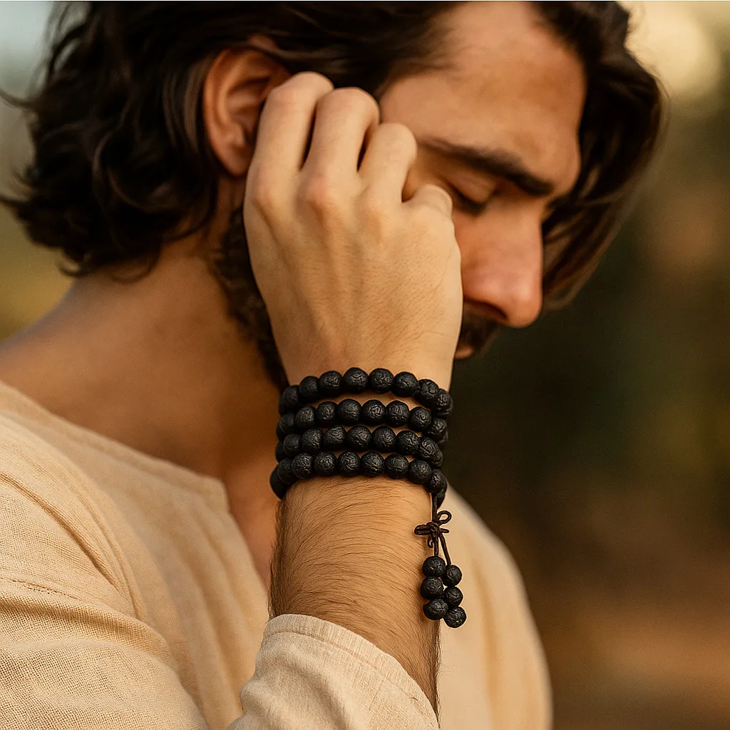 mala armband black lava m 3 armband black lava m