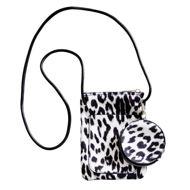 telefoontas luipaardprint zwart-wit