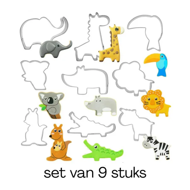 set 9 uitsteekvormen dieren