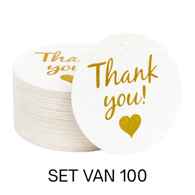 set van 100 labels thank you wit rond