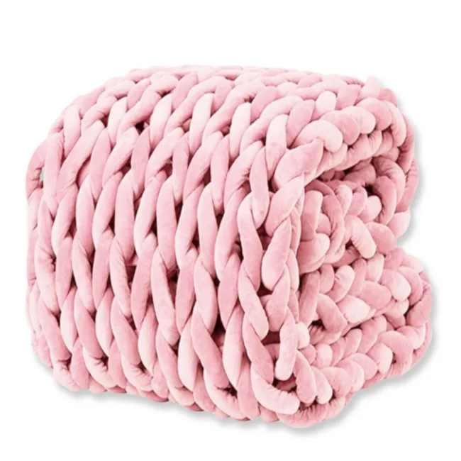 woonddeken grof gebreid roze