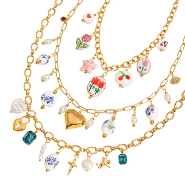 schakelketting blue flowers