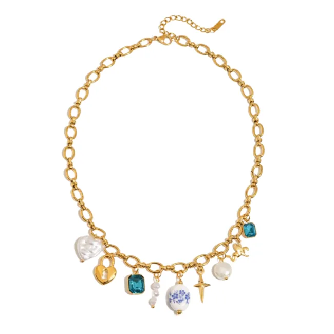 schakelketting blue flowers