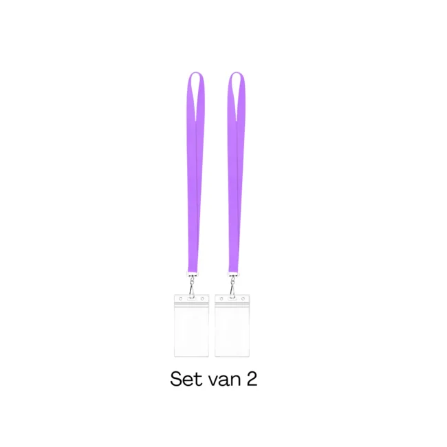 Keycord met Pashouder licht paars - Set van 2