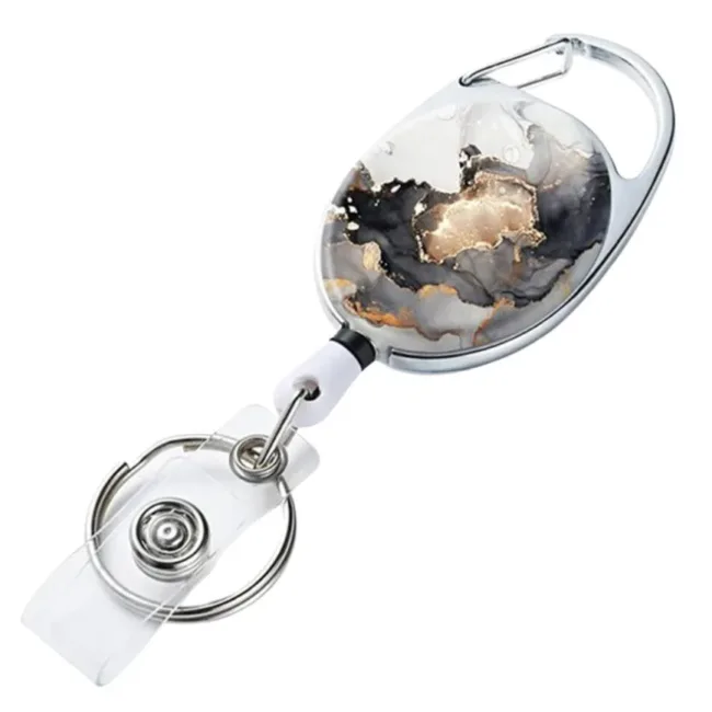 Badgehouder RVS Black-Gold Marble