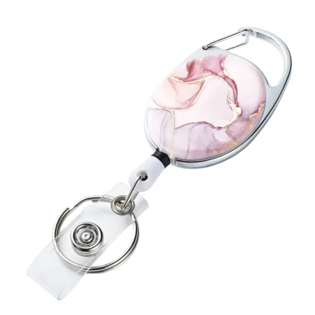 Badgehouder RVS Pink Marble