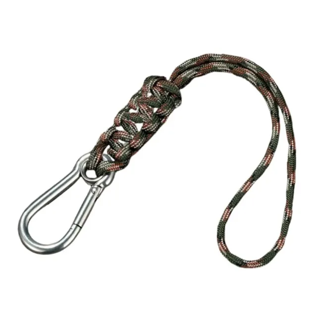 Keycord Karabijnhaak Donkergroen-Creme