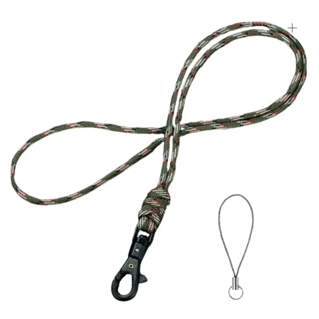 Keycord Donkergroen-Rood-Creme Geknoopt