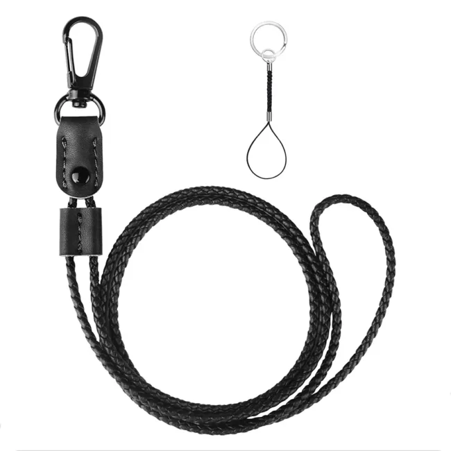 Keycord Verstelbaar Zwart Vegan Leer