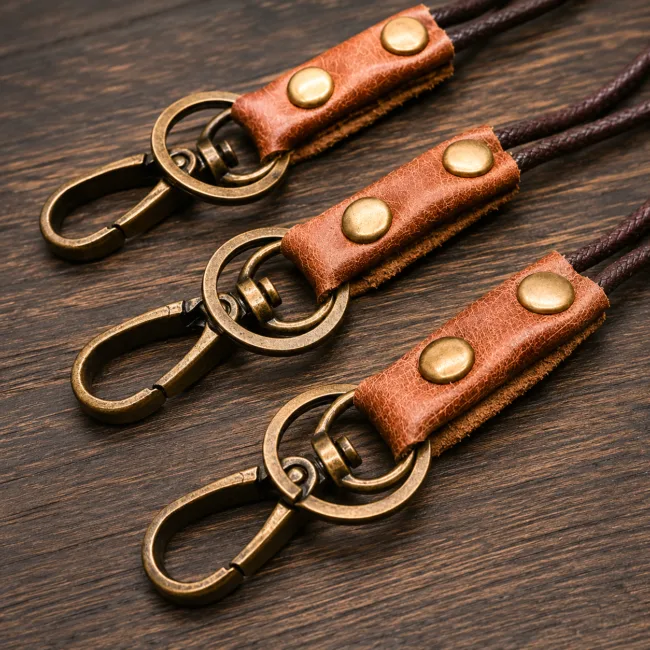 keycord leer haak ring