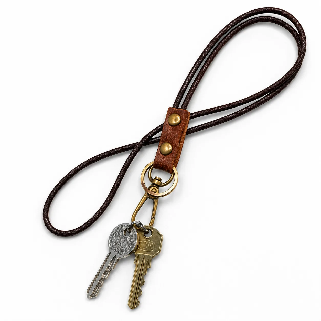 keycord bruin leer ring + haak 3 keycord leer haak ring