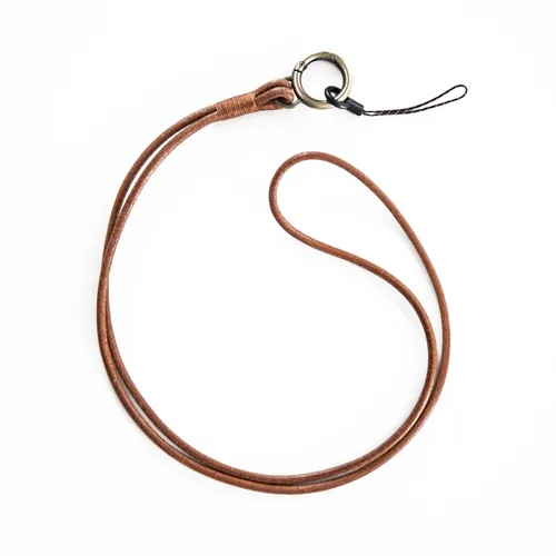 Keycord Lichtbruin Leer - Ronde Haaksluiting