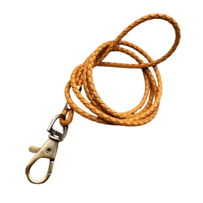 Keycord Lichtbruin Leer Gevlochten