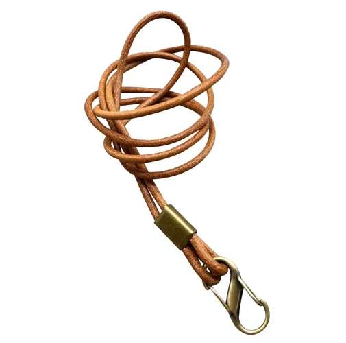 Keycord Lichtbruin Leer Dubbelzijdige Haaksluiting