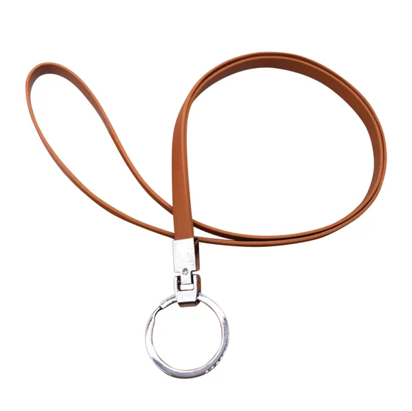 Keycord Lichtbruin PU Leer Ring L