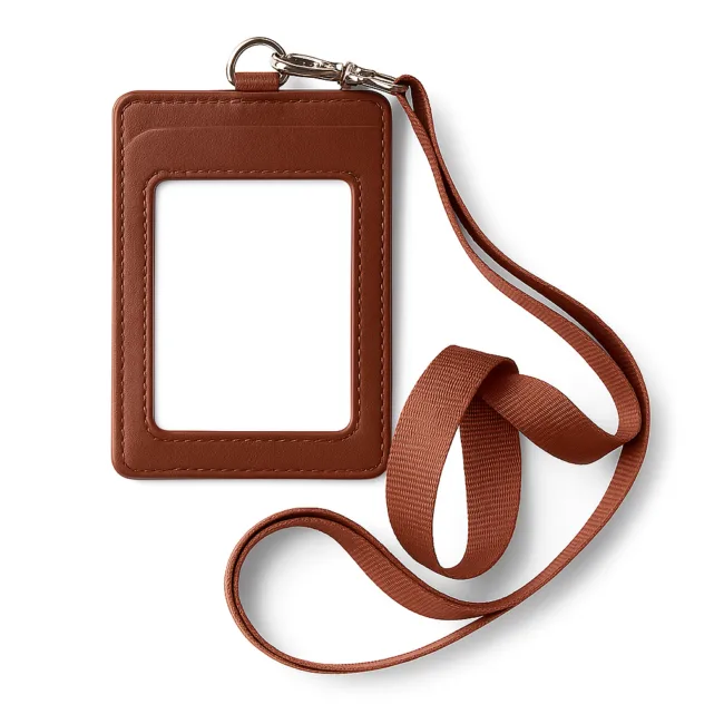 keycord met pashouder bruin vegan leer