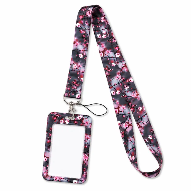 keycord met pashouder cherry blossom grey