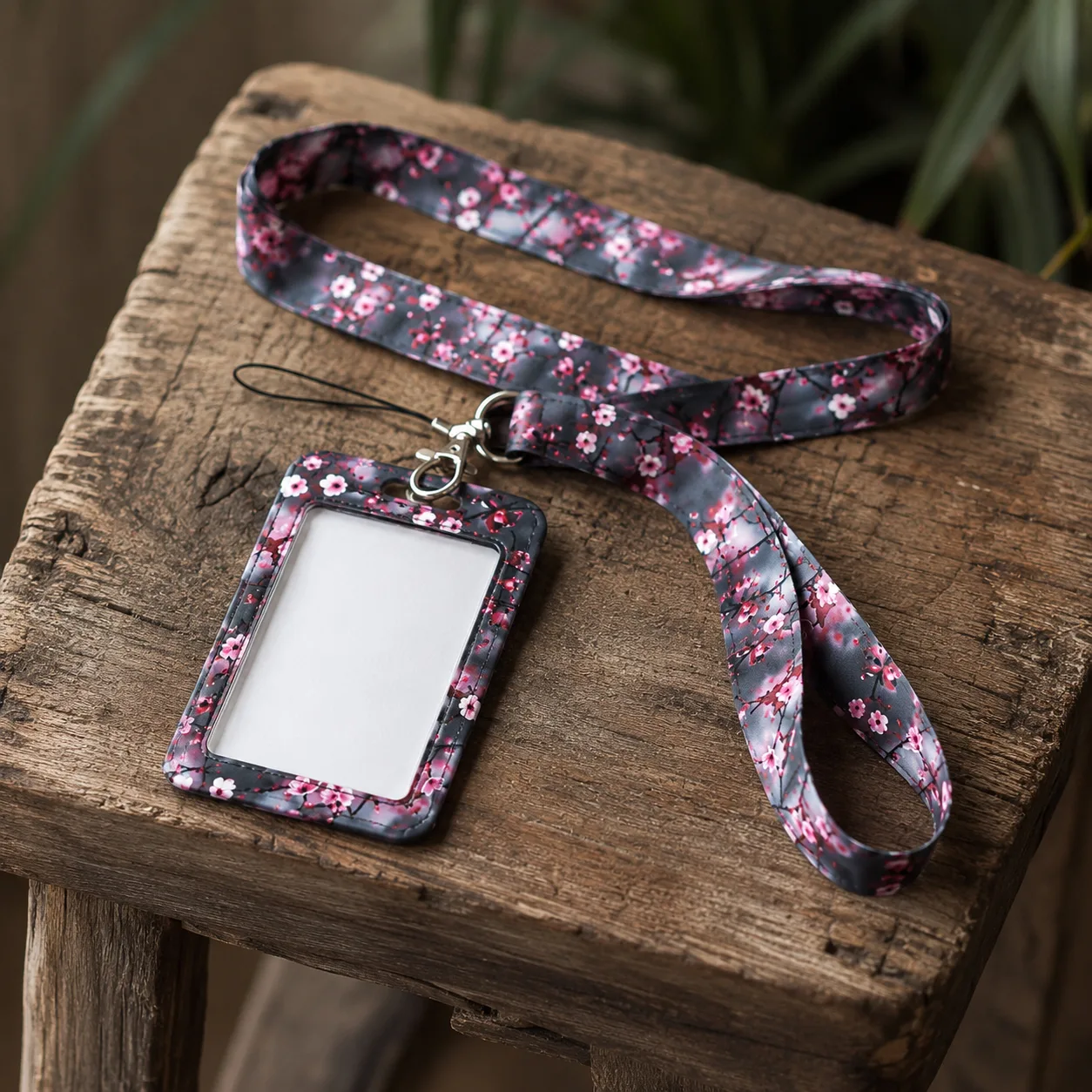 keycord met pashouder cherry blossom grey 2 keycord met pashouder cherry blossom grey