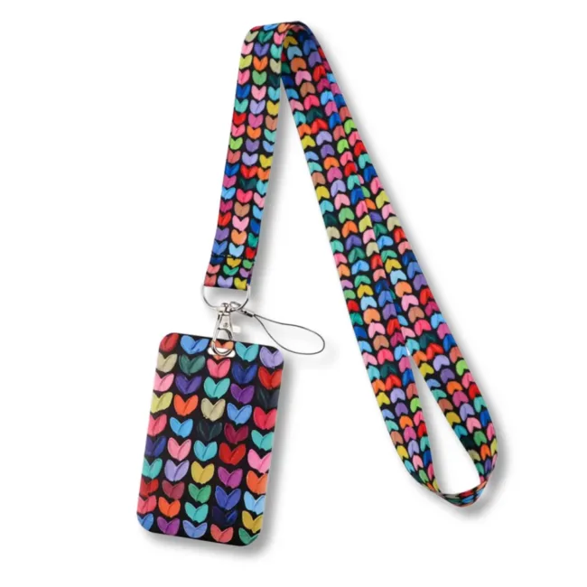 Keycord met Pashouder Hearts Black