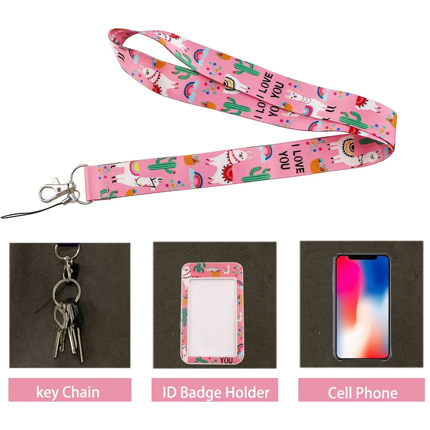 keycord met pashouder lama 6 keycord met pashouder lama