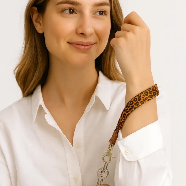 keycord set luipaardprint bruin