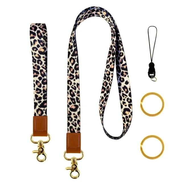 Keycord Set Luipaardprint Lichtbruin-Zwart