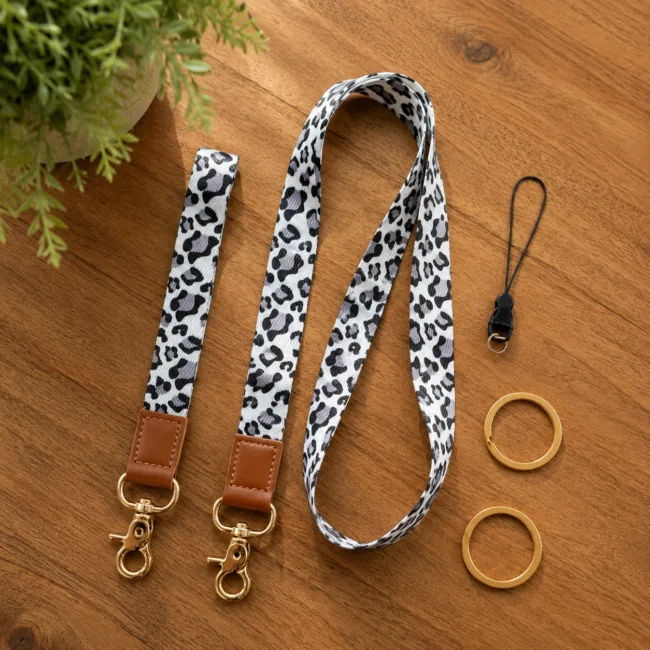 keycord set luipaardprint grijs zwart wit