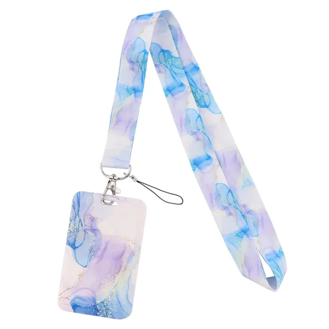 Keycord met Pashouder Watercolor Blue