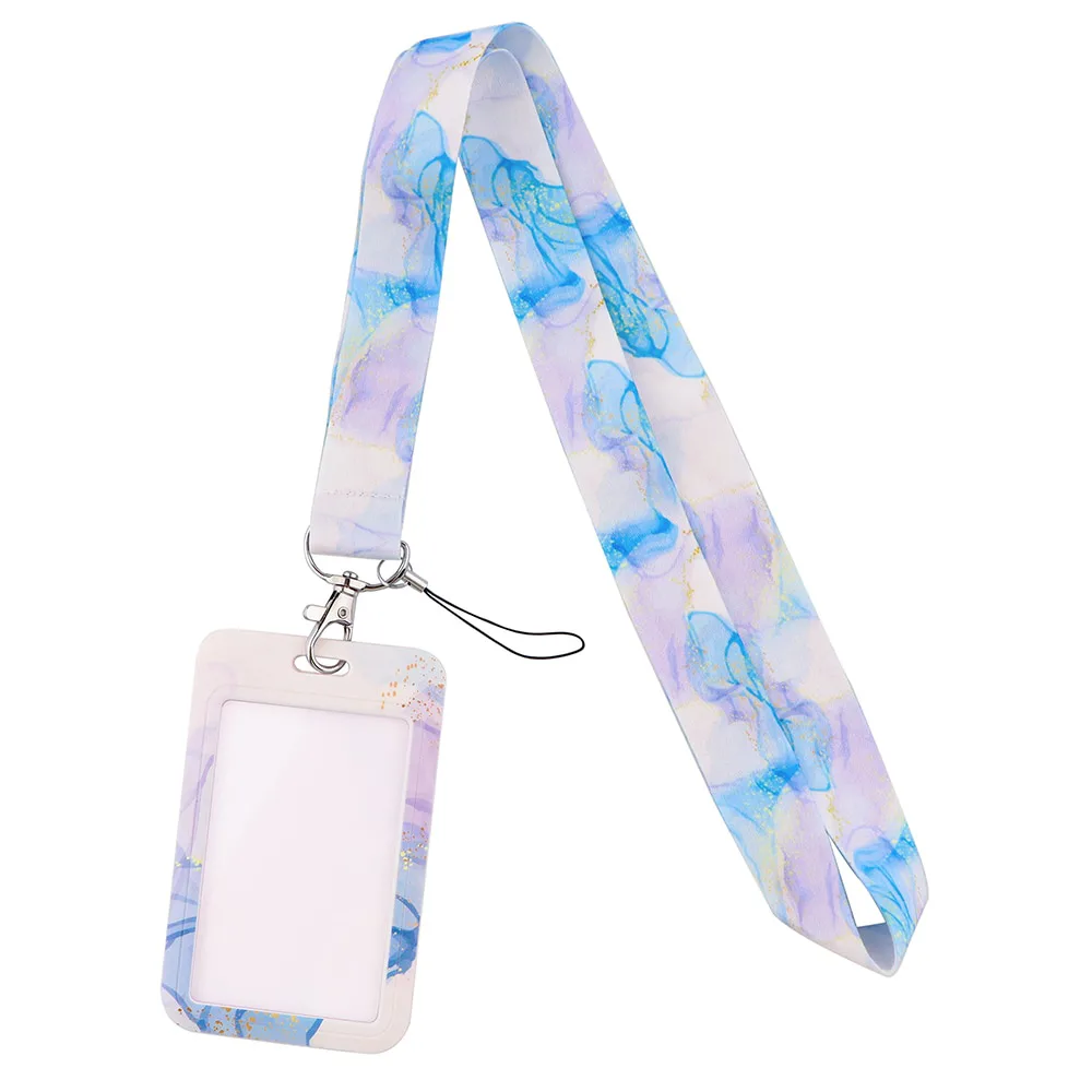 keycord met pashouder watercolor blue 1 pashouder watercolor blue