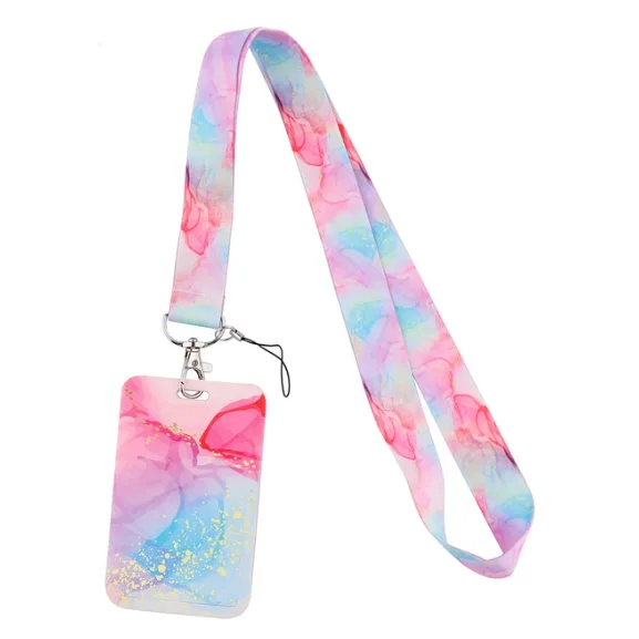 Keycord met Pashouder Watercolor Pink