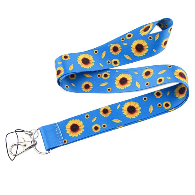 keycord zonnebloemen blauw