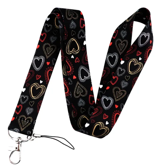 keycord zwart hartjes