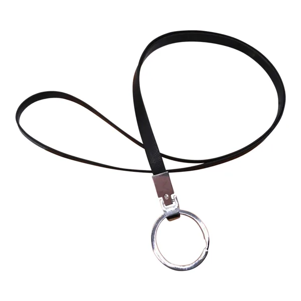 Keycord Zwart PU Leer Ring L