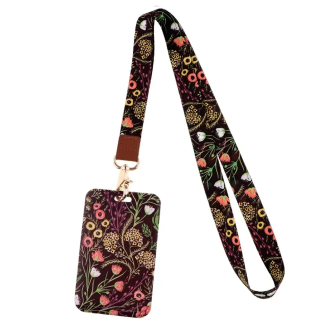 Keycord met Pashouder Flowers Black
