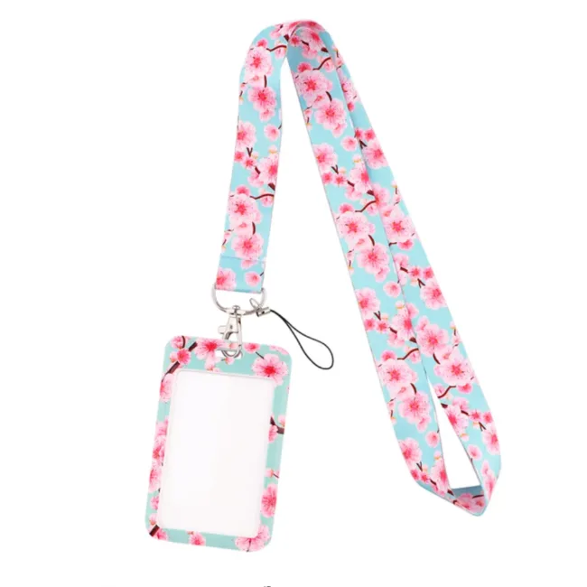 Keycord met Pashouder Cherry Blossom Blue