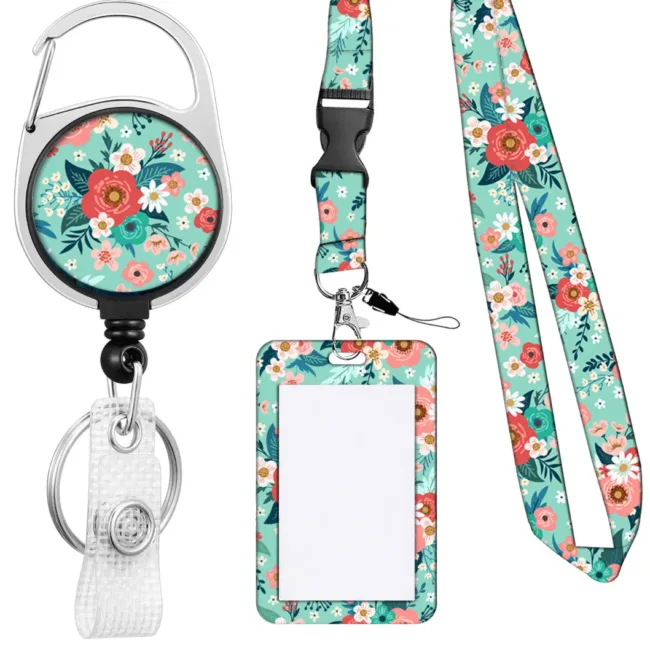 Pashouder Set Bloemen Turquoise 4-delig