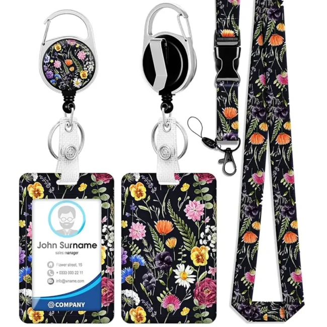 Pashouder Set Bloemen Zwart 4-delig