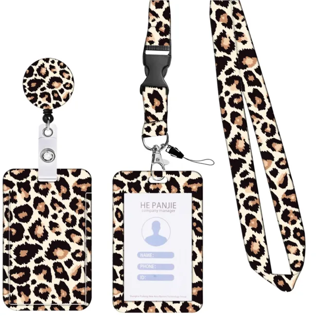 Pashouder Set Luipaardprint Crème