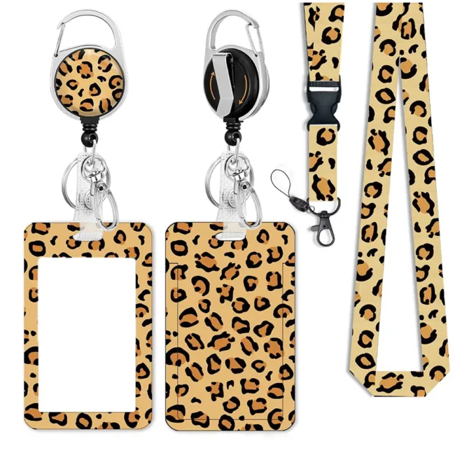 Pashouder Set Luipaardprint Lichtbruin - Zwart 4-delig