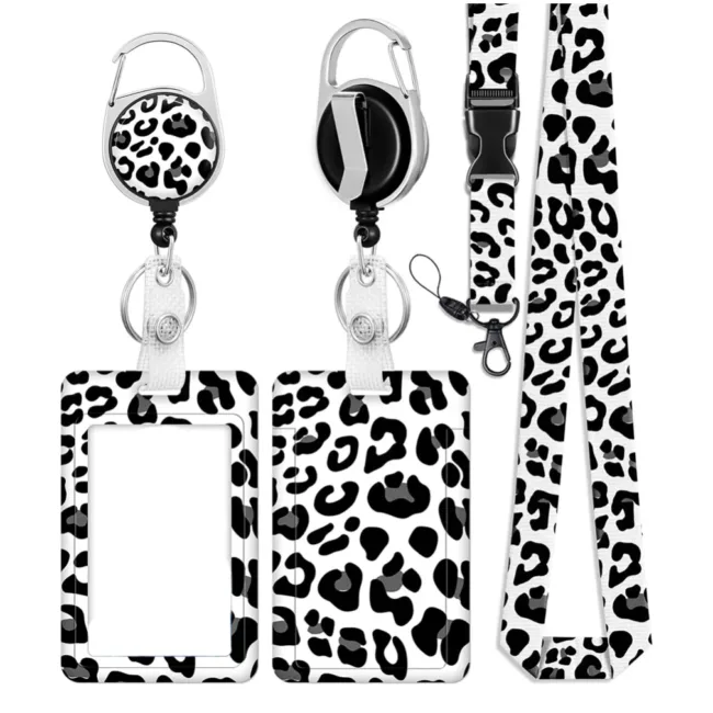 Pashouder Set Luipaardprint Zwart Wit